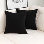 Jeneoo Black Decorative Square Thick Throw Pillow Covers Boucle Couch Cushion Case for Livingroom Sofa Decor, Set of 2, 18 x 18 Inch