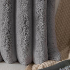 Faux Fur Plush Throw Pillow Covers 16x16 Inch Set of 2 - Luxury Decorative Fuzzy Striped Soft Cozy Pillowcase for Couch, Sofa, Living Room - Darkgrey