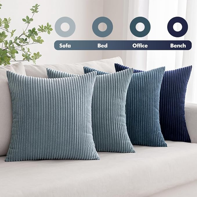 MIULEE Summer Throw Pillow Covers 18x18 Inch Set of 4 Western Neutral Decorative Cushion Covers Soft Boho Farmhouse Modern Coastal Home Decor for Couch Bed Sofa Living Room Dark Blue Navy Series