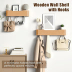 Coat Hooks Wall Mount with Shelf, 4 Hidden Hooks, 16.5 Inch Entryway Organizer for Coats, Hats, Bags, Keys, Decorative Wall Hooks (Beige, 4 Hooks)