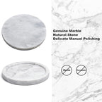Natural Grey Marble Tray - Real Stone Decorative Tray, Genuine Marble for Bathroom, Kitchen, Dresser, Vanity - Holds Jewelry, Perfume, Shampoo - 8" Round