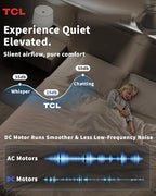 TCL 52" Low Profile Ceiling Fan with Light, Slim, White, Flush Mount, DC Reversible Motor, 6 Speeds, Remote Control, Noiseless, Dimmable, LED Light, 3CCT, Modern Ceiling Fan for Bedroom Living Room
