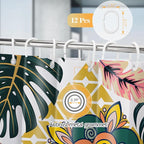 Aimego Boho Abstract Shower Curtains - Mid Century Modern Floral Bohemian Minimalist Flowers Tropical Botanical Bath Shower Curtain Set with 12 Hooks for Adults Bathroom Decor Accessories, 72"x72"
