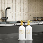 MOMEEMO Kitchen Soap Dispenser Set, Contains Dish and Hand Soap Dispenser, Suitable for Kitchen Counter Decor. (White)