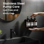 MaisoNovo Shampoo and Conditioner Dispenser - Shower Soap Dispenser Wall Mounted - 16.9 fl oz Set of 3 Amber Plastic Bottles Black Pump - 3 Chamber No Drill