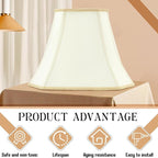 Set of 2 Medium Bell Lamp Shade 6.25" x 8" Top 11" x 16" Bottom 12" High (Spider) Rectangle Cut Square Replacement Vintage Silk Lampshade for Table Floor Living Room Bedroom (Eggshell)