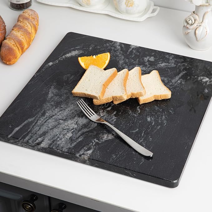 Marble Pastry Board Black,16x16 Inch, Marble Cutting Board, Stone Slab for Kitchen