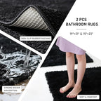 Bathroom Sets with Shower Curtain and Rugs Black Bathroom Accessories Bathroom Set,Soap Dispenser & Toilet Brush Holder Set with Stainless Steel Trash Can