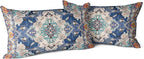 Snycler Boho Throw Pillow Covers 12x20 inch Set of 2 Boho Rug Carpet Double Sided Pattern Cotton Soft Pillow Case Cushion Cover Pillowcase for Couch Sofa Bed Decorative (Blue)