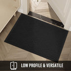Sturdy Front Door Mat, Absorbent Muddy Dirt Resist Welcome Door Mats Outdoor Indoor, Stain and Fade Resistant, Non-Slip Rubber Backing Low Profile Doormat for Entryway, 47×32, Black