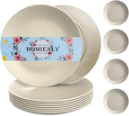 Wheat Straw Dinner Plates Set of 8 - Alternative to Plastic - Microwave & Dishwasher Safe - Unbreakable - For Kitchen, Camping, Salad, Appetizer (Beige, 10 inch)