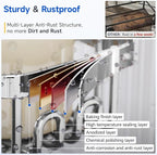 Shower Caddy Over the Door Organizer: Bath Rack Hanging Over Glass with Hooks - Storage Shelf Inside Bathroom for Shampoo - Sliver