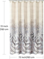 Shower Curtain 72x72 Inch, Polyester Fabric | Waterproof Botanical Design with Cream & Taupe-Grey Leaves