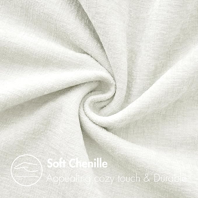 MIULEE Pack of 2 Christmas Couch Throw Pillow Covers 20x20 Inch Soft White Chenille Pillow Covers for Sofa Living Room Solid Dyed Pillow Cases