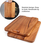 2 Pcs Wooden Rectangle Serving Trays for Ottoman Bar Party Food Tray Large Fruit Rectangular Platter Best Acacia Wood Plates for Decor Cheese Serving Board Snack Tray Charcuterie Boards Serving Dishes