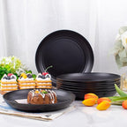 supernal 16pcs Black Wheat Straw Plates,10 inch Unbreakable Dinner Plates,Reusable Plastic Plates,Dishwasher & Microwave Safe,Lightweight Dinnerware Plat Set for Kitchen,Camping