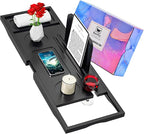 Premium Bathtub Caddy Tray Black - Bath Tray - Bath Tub Tray Table for Bathtub - Bath Caddy Tray for Bathtub, Expandable Size, Fits Most Bath Tubs
