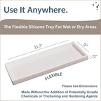 Countertop and Vanity Tray - 11.7" Silicone Bathroom Tray Countertop, Dish Soap Trays for Kitchen Counter, Bathroom Counter Organizer Accessories Caddy, Shower Trays Makeup Mat Oil, White
