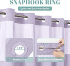 Lavender No Hook Waffle Weave Shower Curtain with snap-in Liner Replacement, 230GSM Waterproof Fabric Hotel Shower Curtain Set for Bathroom, Through Mesh Top Window,71Wx77H