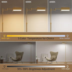 SUNMORY Dimmable LED Pharmacy Floor Lamp, 16W Bright Reading Floor Lamp with Remote & Touch Control, 350°Swing Arm, Adjustable Task Craft Standing Lamp for Living Room Bedroom Office, Gold