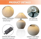 Farmhouse Table Lamps Black 18.8" Tall Ceramic Table Lamp Rustic Southwestern Clay Pot Ceramic Lampshade with Fabric Shade Bedside Nightstand for Living Room Bedroom House Office Entryway (White)