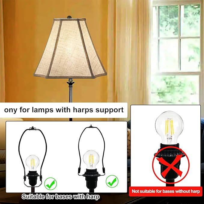 TOOTOO STAR Bell Lamp Shades, 6.5"x13"x10.5"(Spider) Rectangle Modern Lampshade for Table and Floor Lamps, Fabric Linen Hand Crafted, Assembly Required