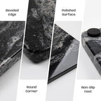 Natural Black Marble Pastry and Cutting Board, 12x20x0.7 Inch, Heavy for Dough Chocolate, Pack of 1