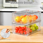 6Pack Pantry Organizers and Storage,Clear Stackable Kitchen Storage Organizer,Foods Organizer Bins with Handles, Easily Assemble for Bathroom, Kitchen, Refrigerator, Pantry, Cabinet, Closet