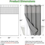 Stall No Hooks Needed Linen Textured Shower Curtain with Snap-in Fabric Liner Set,Hotel Luxury Decor Farmhouse Shower Curtains for Bathroom,Waterproof & Washable,54Wx80H,Grey/Gray
