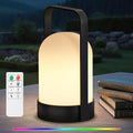 uuffoo Outdoor Rechargeable Lanterns, Outdoor Table Lamp with IP44 Water-Resistant and Remote, Cordless Battery Operated Portable Lamp with RGB 7 Colors and Warm White Light for Patio Camping Balcony