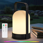 uuffoo Outdoor Rechargeable Lanterns, Outdoor Table Lamp with IP44 Water-Resistant and Remote, Cordless Battery Operated Portable Lamp with RGB 7 Colors and Warm White Light for Patio Camping Balcony