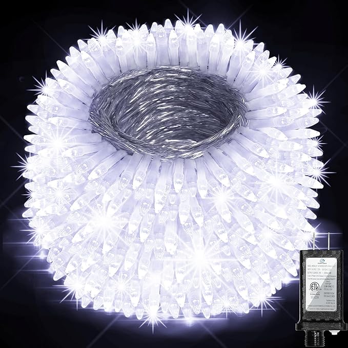 1500 LED 470FT Christmas String Lights, 12 Modes and Timer Memory Dimmable, Plug in Outdoor Waterproof Clear Wire Twinkle Fairy Light for for Xmas Yard Tree Wedding Party Outside Decor (Cool White)