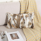 Throw Pillow Covers Fur Rabbit Hide Skin Fur Throw Pillow Covers Sofa Pillow Case Cushion Cover (Yellow, 30×50cm（12in×20in）)