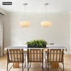 11.5in Small Lantern Pendant Light, Imitation Silk Lampshade, White Bubble Pendant Light, Large Hanging Lamp Simple Chandelier for Dinning Room Kitchen Island Bedroom Restaurant Cafe
