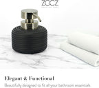 ZCCZ Black Bathroom Accessories Set 4 Pcs - Toothbrush Holder, Soap Dispenser, Vanity Tray, Tumbler - Countertop Organizer for Bathroom - Modern Accessory Set for Home Decor and Storage
