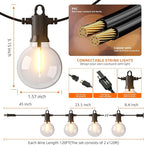 Kawaya 240FT Outdoor Lights String LED Patio Light Waterproof Dimmable G40 Globe String Lighting for Outside with 120+4 Blubs Shatterproof Hanging Lights for Porch Bistro Backyard Gazebo Balcony Cafe