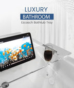 Acrylic Bathtub Tray Bathtub Tray Caddy Bath Tray Table for Tub Luxury Spa with Book and Wine Glass Holder Bathroom Accessories for Decorative Bathtubs, Transparent 31.5inch