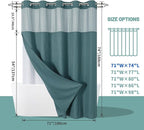 SeawedGreen No Hook Waffle Weave Shower Curtain with snap-in Liner Replacement, 230GSM Waterproof Fabric Hotel Shower Curtain Set for Bathroom, Through Mesh Top Window,71Wx74H