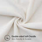 decorUhome Chenille Soft Throw Pillow Covers 16x16 Set of 2, Farmhouse Velvet Neutral Decorative Euro Pillow Covers with Stitched Edge for Couch Sofa Bed Home Decor, Cream White