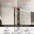 20-Lights Chandelier LED Dimmable Chandeliers for Entryway Flush Mount Ceiling Pendant Light Fixture Crystal Chandeliers for Living Room Chrome Finished Lighting Modern 156in High Ceiling Chandelier
