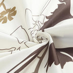 Floral Fabric Shower Curtain, Beige Brown Grey Plant Shower Curtains for Bathroom, Waterproof Bathroom Curtains, 72" W x 72" H
