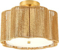 WILON Boho Light Fixture Ceiling Mount, 3-Light Rattan Light Fixture with Fabric Shade, Modern Woven Flower Semi Flush Mount Ceiling Light Fixture for Hallway Entryway Bedroom Nursery Kitchen
