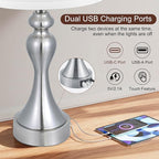Seealle Touch Lamps for Night Stands - Bedside Lamps Set of 2, 3 Way Dimmable, USB C+A for Bedroom & End Tables (White&Nickel)