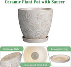 Pots for Plants 10 Inch - Ceramic Planter Large Plant Pot for Indoor Plants Outdoor Round Flower Pot with Drainage Hole and Saucer Home Garden Decor White