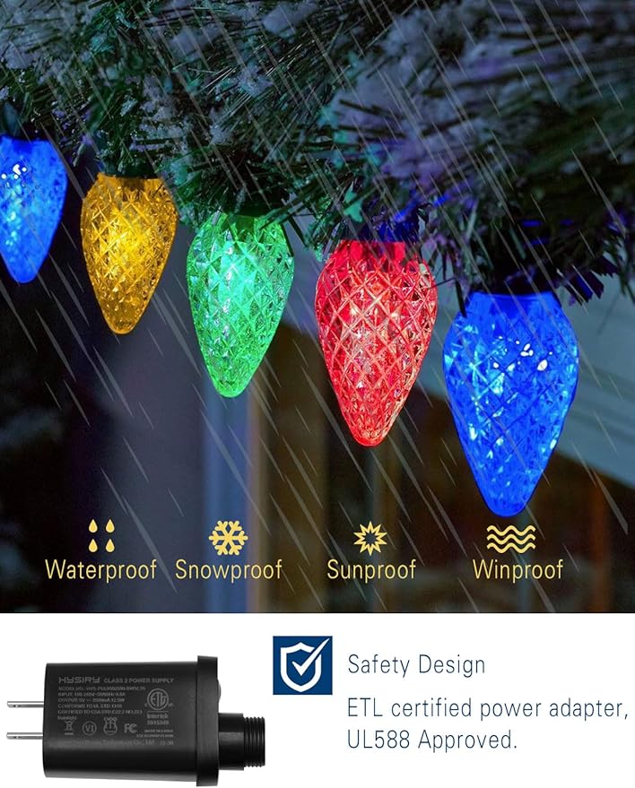 HIITEN RGB C9 Christmas Lights Outdoor 59ft 75LEDs, DIY Chasing Effects Smart Christmas Lights, Bluetooth APP Remote Controlled Extendable Color Changing String Lights with Timer & Music Sync
