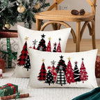 AACORS Christmas Pillow Cover 18X18 Set of 2, Watercolor Christmas Tree Stars Decoration Holiday Farmhouse Winter Pillow Case for Sofa Couch Decor AA651-18-2