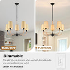 28" Black Boho Rattan Chandelier for Living Room 5-Light Coastal Boho Pendant Light Fixture Bedroom Adjustable Rustic Farmhouse Chandeliers for Dining Room Kitchen Island Foyer Entryway
