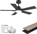 42Inch Smart Ceiling Fan with Lights Remote,APP&Voice Alexa WIFI Controled,Quiet Reversible DC Motor,Dimmable LED,Indoor Outdoor,Small Modern Ceiling Fan,for Bedroom Patio Porch,Black&Walnut