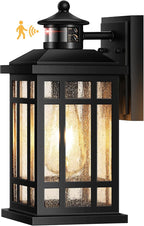 Motion Sensor Outdoor Wall Light, Adjustable Sensing Range Outside Lights for House, Black Dawn to Dusk Sconce Lights for Patio, Anti-Rust Waterproof Porch Lantern Wall Mount with Bubble Glass