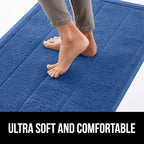 GORILLA GRIP Dirt Grabber Mesh Doormat, Low-Profile, Stain and Fade Resistant Heavy Duty Quick Dry Striped Doormats, Mats for Indoor or Outdoor Entry, Shoe Scraper, Garage Entrance Mat 35x23, Blue